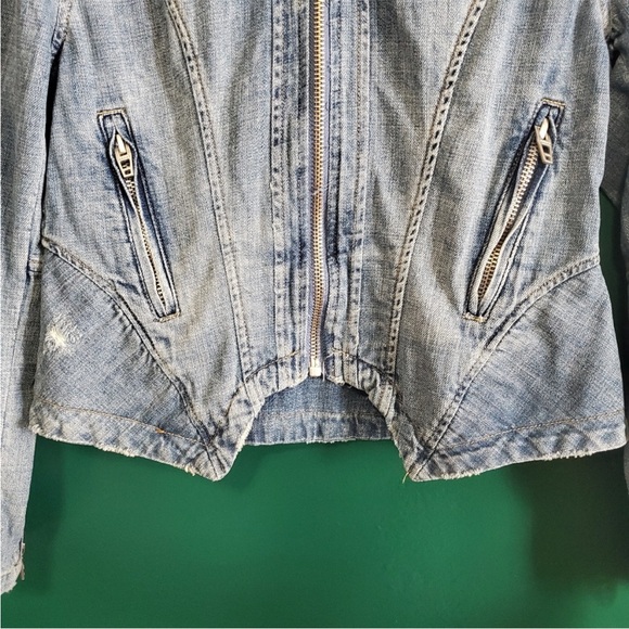 Blank NYC Moto Denim Zip Up Jacket Medium - Picture 14 of 14